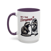 Load image into Gallery viewer, Raccoon 'Am I the Drama?' Accent Coffee Mug — 11/15oz Ceramic