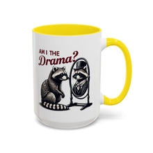 Load image into Gallery viewer, Raccoon 'Am I the Drama?' Accent Coffee Mug — 11/15oz Ceramic