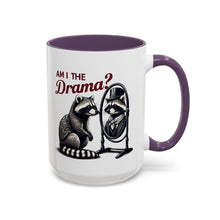Load image into Gallery viewer, Raccoon 'Am I the Drama?' Accent Coffee Mug — 11/15oz Ceramic