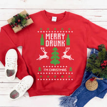 Load image into Gallery viewer, Merry Drunk I'm Christmas Sweatshirt - Wicked Lotus